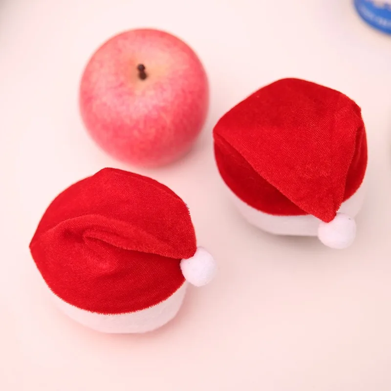 Mini Christmas Hat 3pcs/Set Santa Claus Hat Xmas Apple bag Wine Bottle Caps Christmas Gift Caps for New Year Tree Ornament Decor