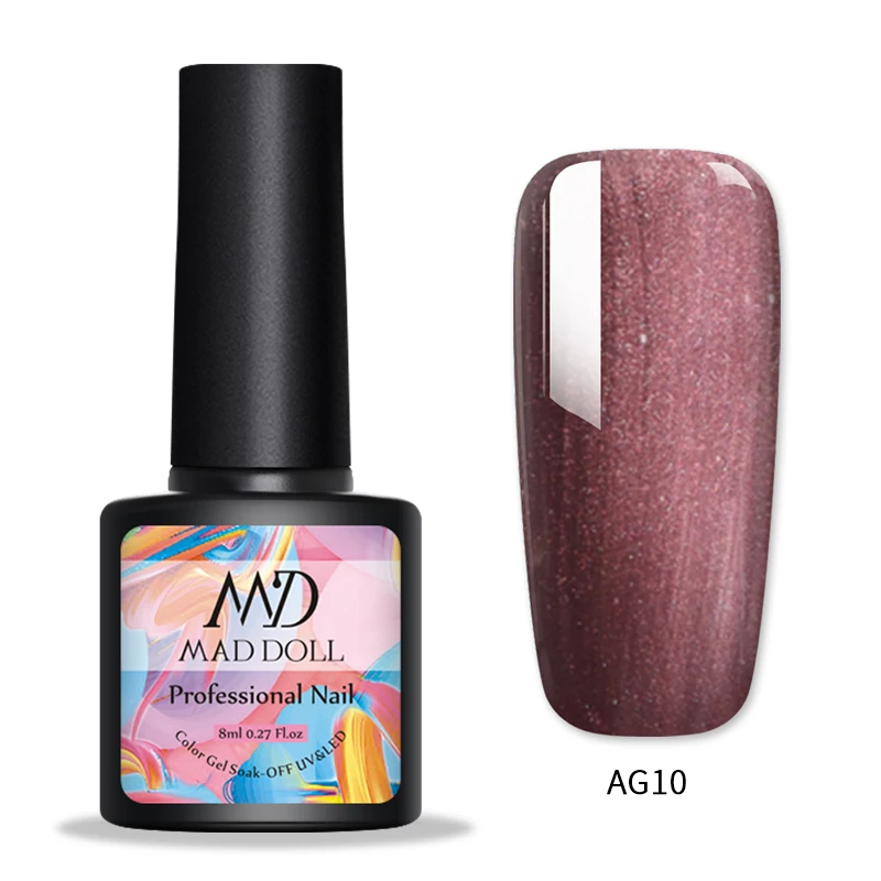 AG10 MAD DOLL Блестящий Гель-лак для ногтей мерцающий Гель-лак для ногтей Блестящий Гель-лак DIY Дизайн ногтей украшения Маникюр 8 мл - Цвет: AG10