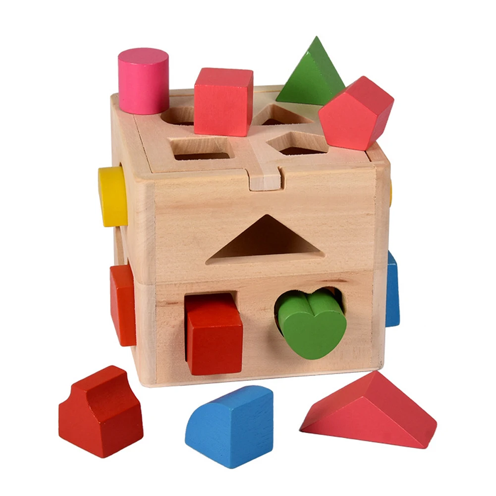 price cut  Wooden Early Learning Thirteen Holes Gift Intelligence Box Baby Cognitive Sorting Interesting Shape