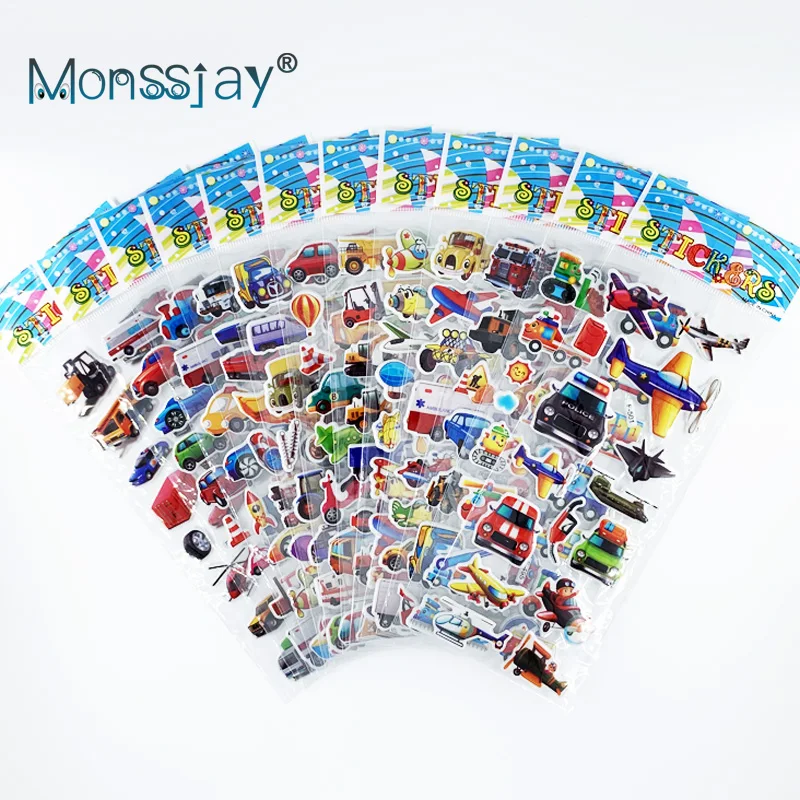 Cartoon Stickers Vehicle Scrapbook Children Toys Aircraft-Style for DIY Traffic Boys