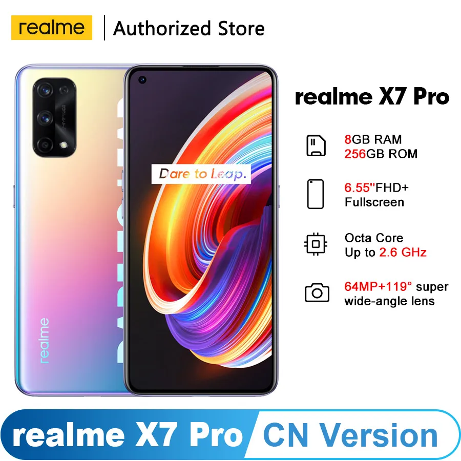 Realme X7 Pro 5G NFC 6 55 ''FHD + версии CN 8 Гб 256 64 мегапиксельная четырехъядерная камера 120