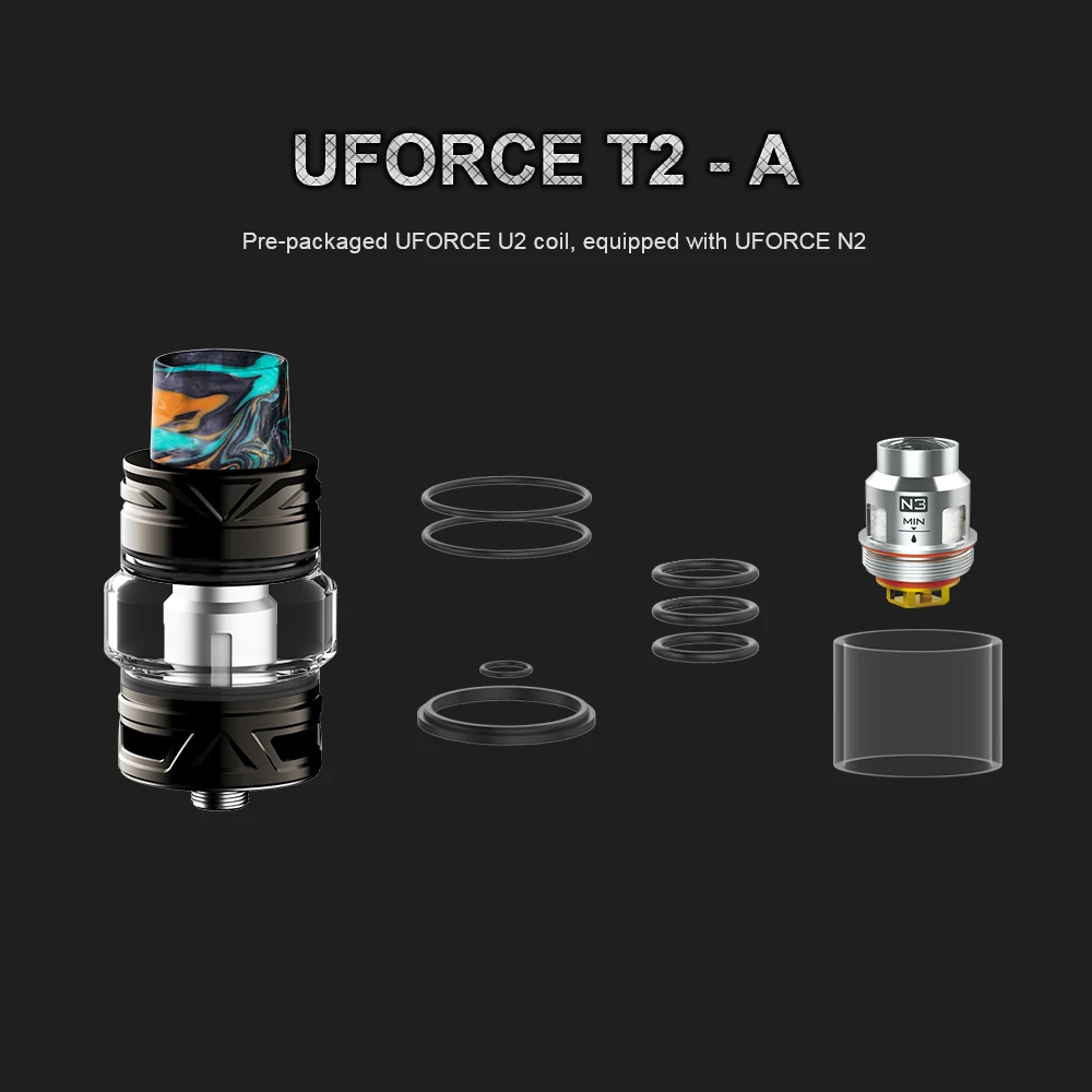  VOOPOO Uforce T2 Tank 5ml Glass Tube Uforce Vape Tank w/ U2 N3 Coils Core Kit E Cigarette 510 Threa