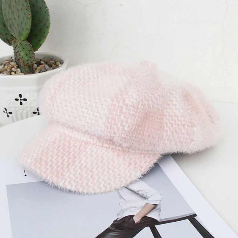 Casquette осенне-зимние женские вязаные береты из искусственного бархата элегантная женская шляпа художника модная кепка газетчика BTM07