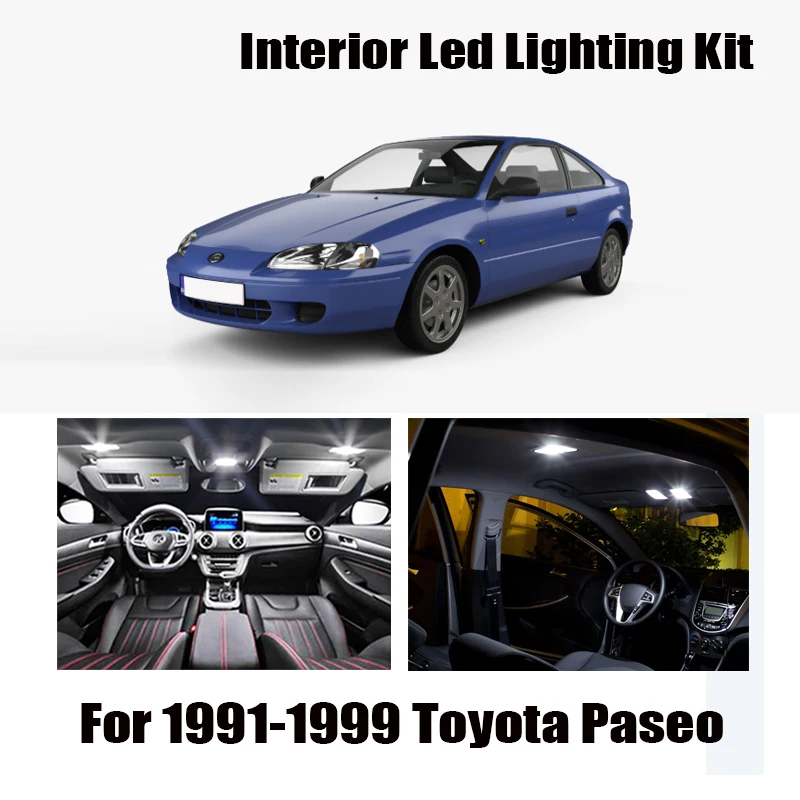 

Canbus для Toyota Paseo 1991-1999, Автомобильный светодиодный внутренний купол, карта светильник, номерной знак, комплект ламп светильник для освещения