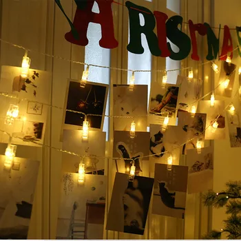 10 M/5 M/2 M Foto Clip Led String Lights Kerstverlichting Batterij Krans Kerstversiering Bruiloft slaapkamer Navidad Vakantie Diy