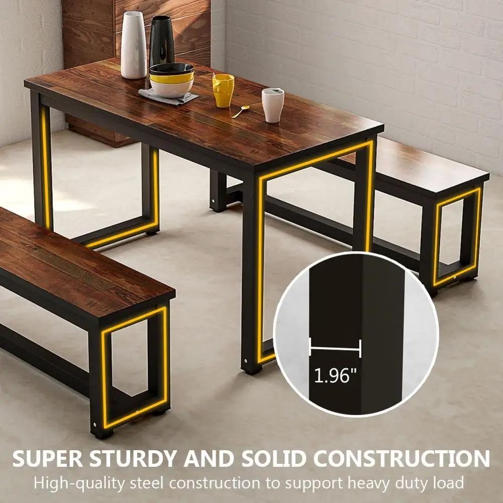 Обеденный стол в деревенском стиле с двумя Скамейками|Наборы для столовой| |