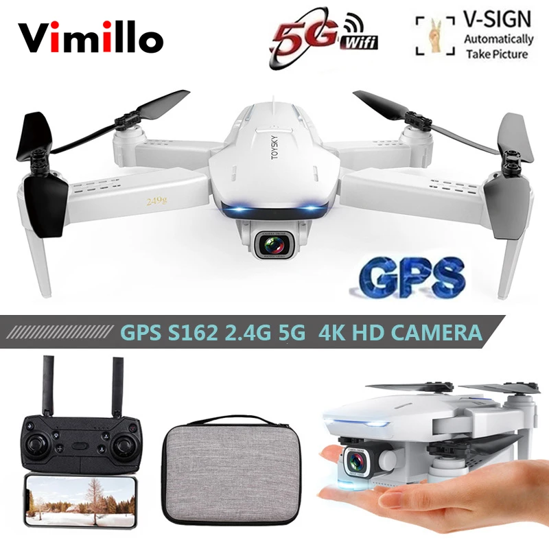 

Vimillo S162 GPS Drone with 4K Camera Adjustable Wide Angle 5G WIFI GPS Gesture FPV RC Quadcopter Dron Follow Me VS SG907