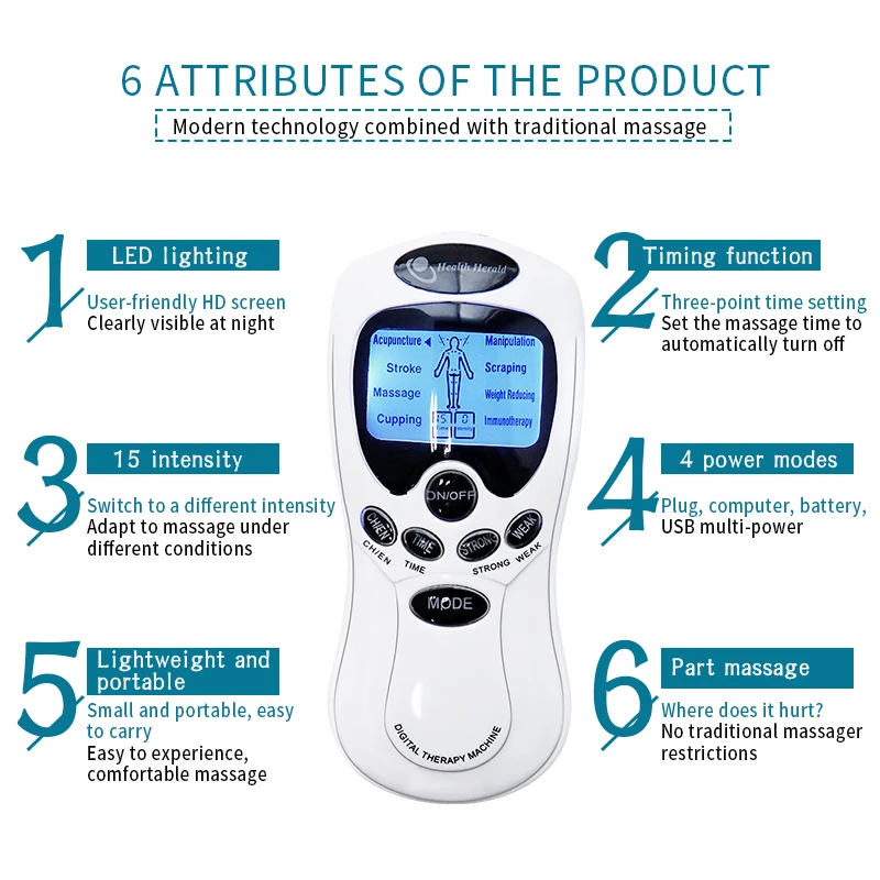 Muscle Stimulator 8 Electrode Health Care Tens Acupuncture Electric Therapy Massageador Machine Pulse Body Slimming Sculptor Massager Apparatus