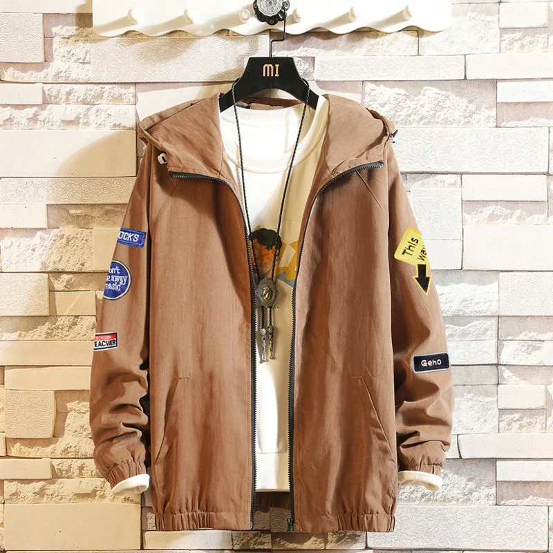 

2019 Autumn Men Jacket Loose Version of Middle School Students Coat Japanese-style Embroidered Versatile MEN'S Wear Hooded Tops