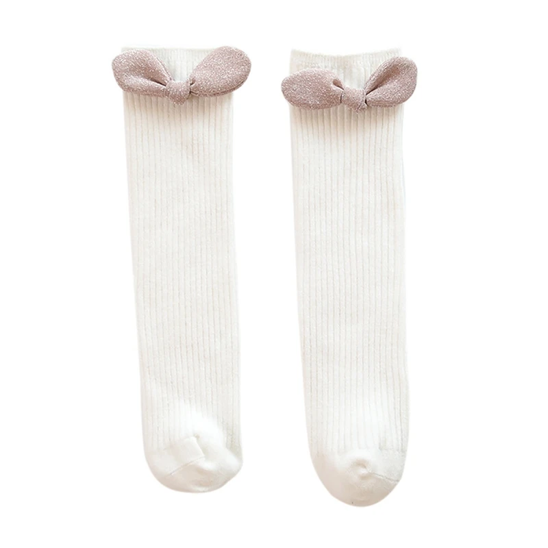 Для маленьких девочек длинные носки, милые носки с милым бантом Длинные хлопковые носки для младенцев, детские мягкие кроватки гетры - Цвет: W