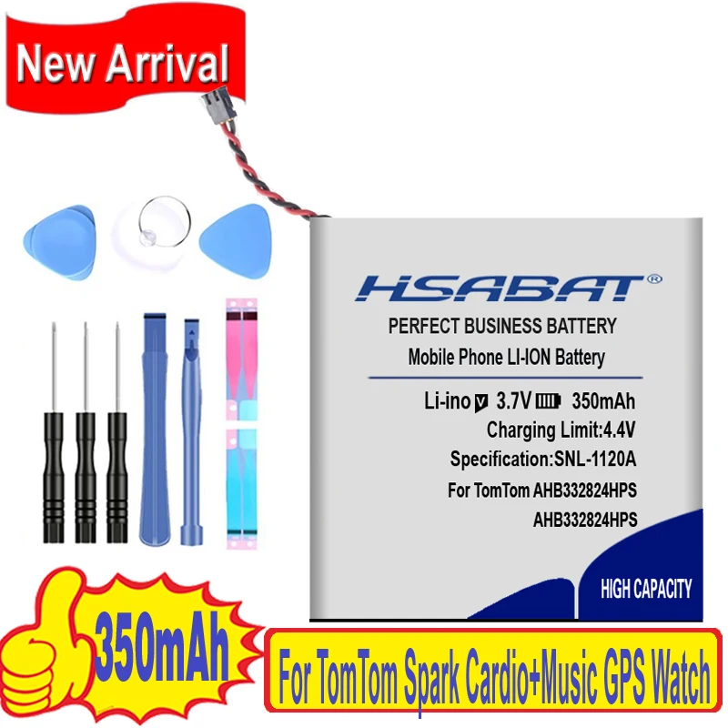 Топ бренд Новинка 350 мАч AHB332824HPS батарея для TomTom Spark кардио+ Музыка gps часы батареи+ Бесплатный gfit