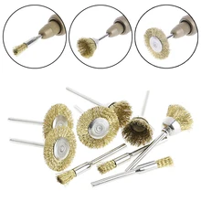9PCS Brass clenaing Brush Wire Wheel Brushes Die Grinder Rotary Electric Engraving polishing tool set