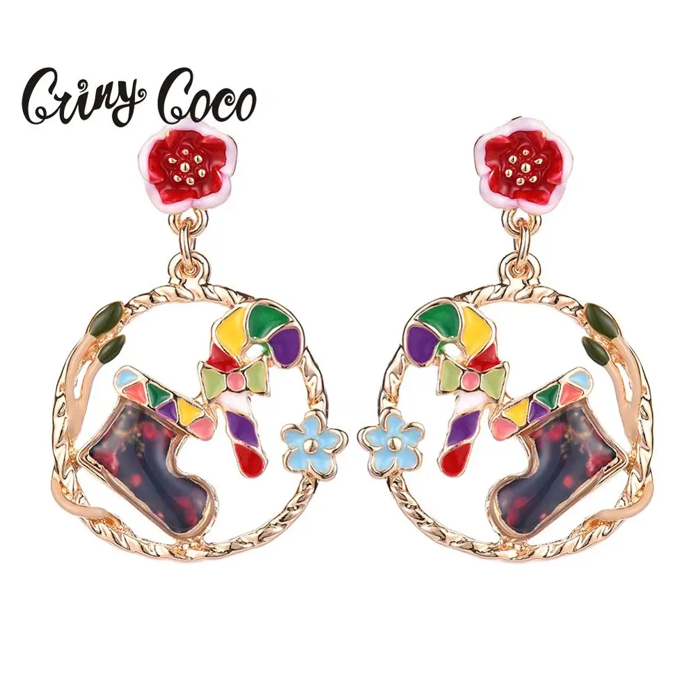 Cring Coco 2019 винтажные Золотые Большие серьги для девочек модные рождественские в