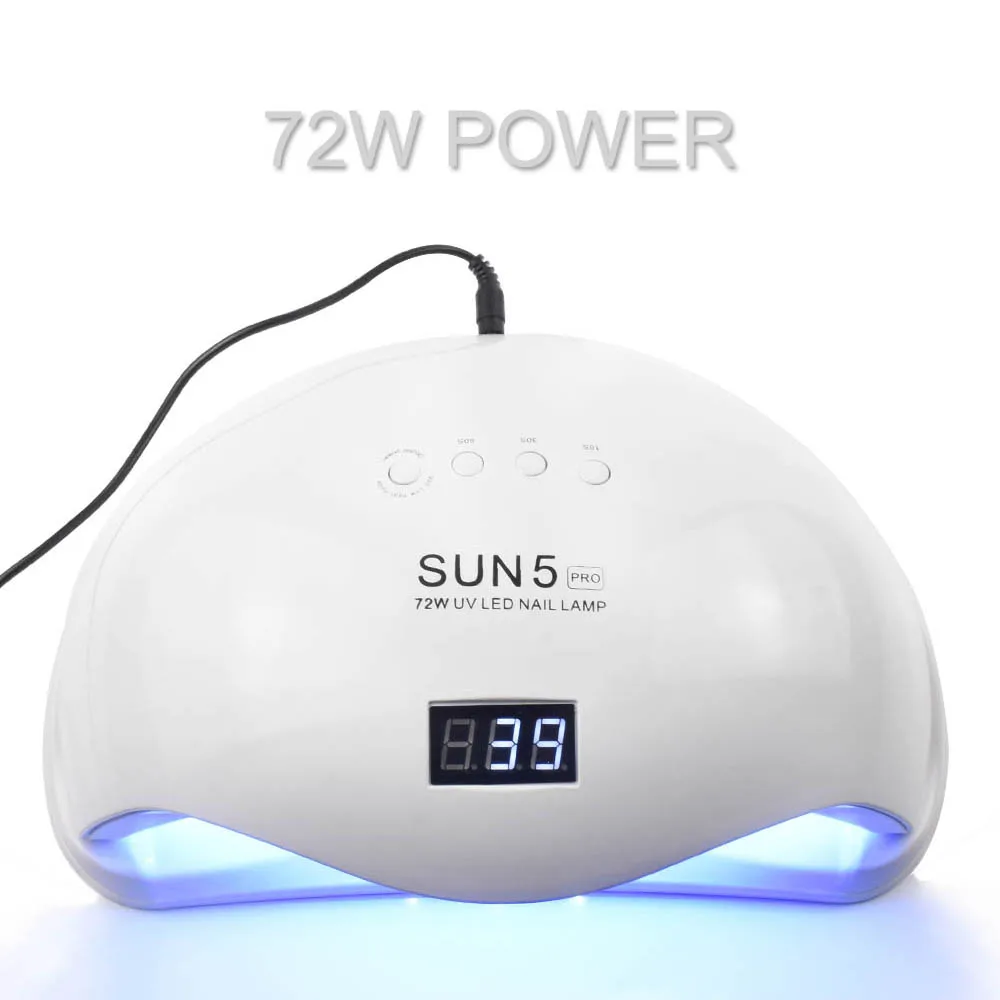 72W фары для SUN5 Pro УФ лампа Светодиодный лампа для ногтей Сушилка для ногтей для всех гели от солнца светильник инфракрасного зондирования 10/30/60s Timer смарт-лампа для маникюра