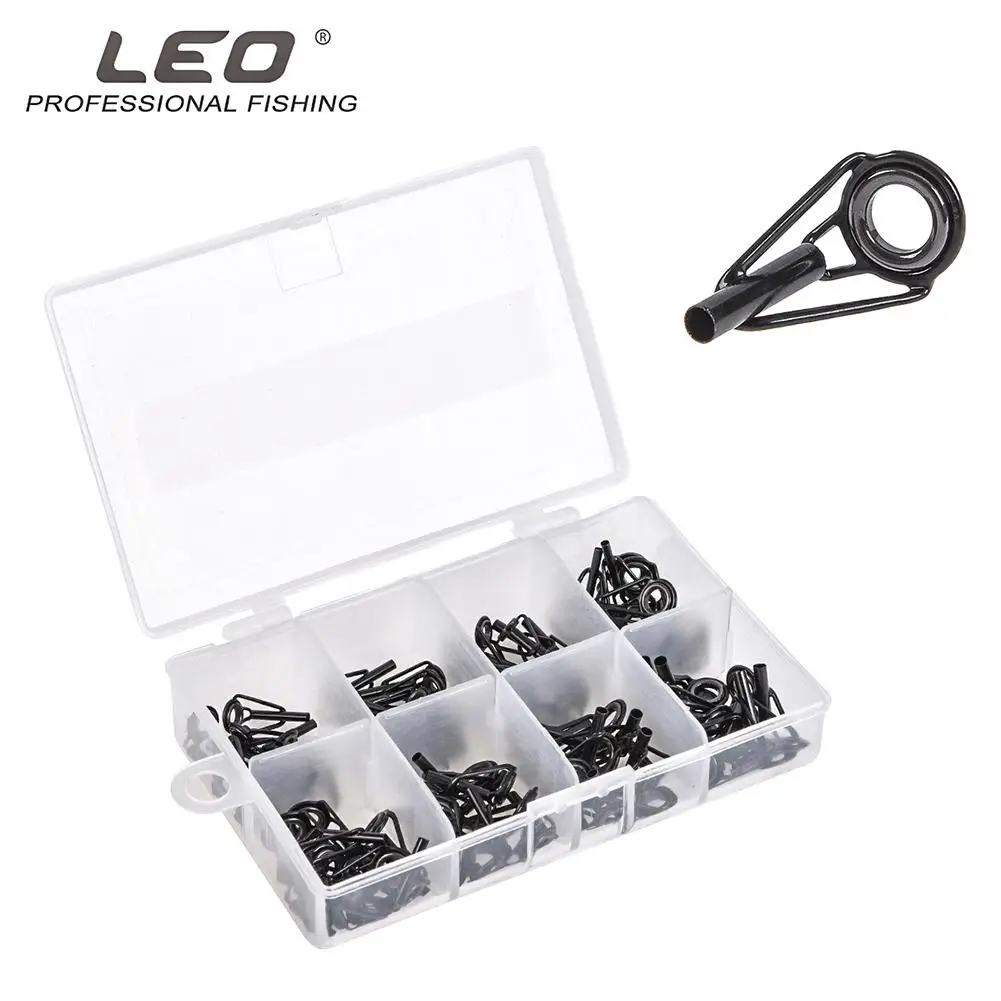 HiMISS 80pcs 8 Sizes Fishing Rod Pole Guide Tip Set Stainless Steel Ceramic Top Ring Lure Tool Kit black - Цвет: Black