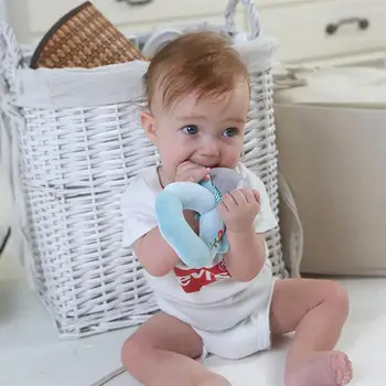 

Baby toy Infant Cartoon Animals Hand Rattle Grey Elephant Soft Grasping Ring Stuffed Doll Toys for Baby soft appease baby toys