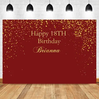 

Happy 18th Birthday Party Photography Background Gold Ribbons Red Photography Backdrops Studio Shoots