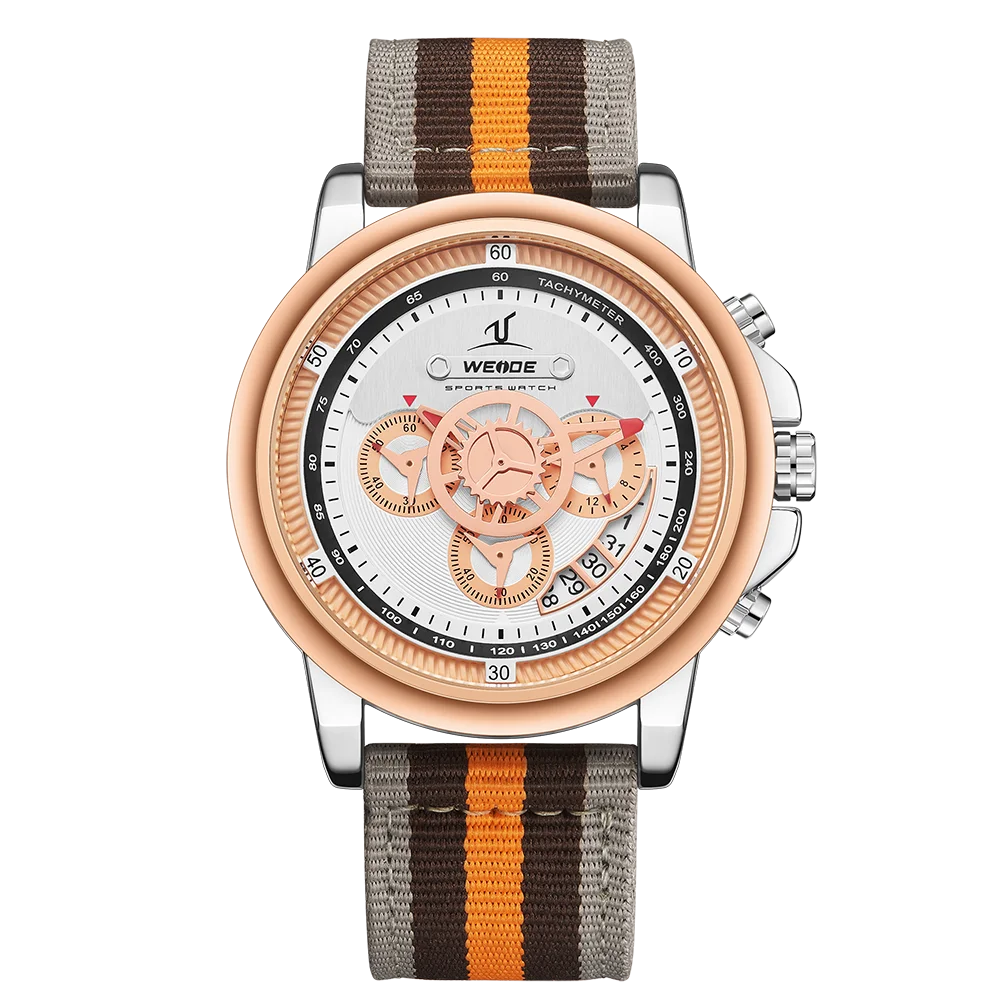 UV1803-4C WEIDE, Роскошные мужские часы, Европейский нейлоновый ремешок, 3 глаза, высокое качество, для воды, мужские часы, Relogio Masculino, спортивные цифровые цифры, часы с датой - Цвет: UV1803-4C