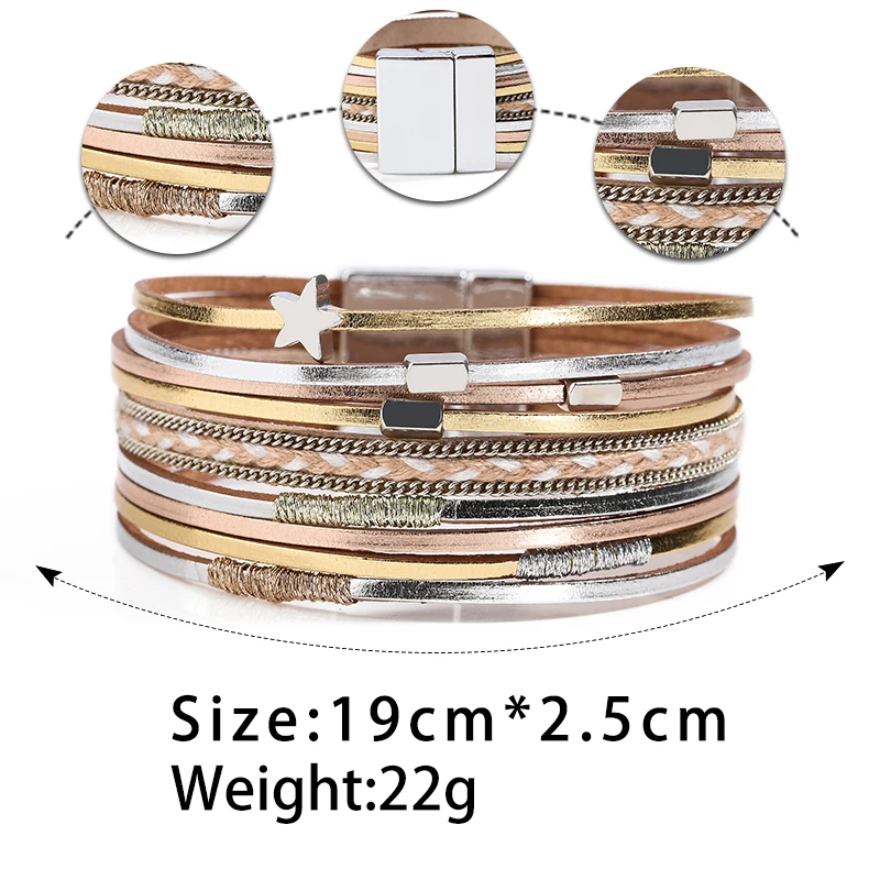 ZG кожаные браслеты для женщин Звездные Браслеты Дружбы Pulseira Masculina ювелирные изделия