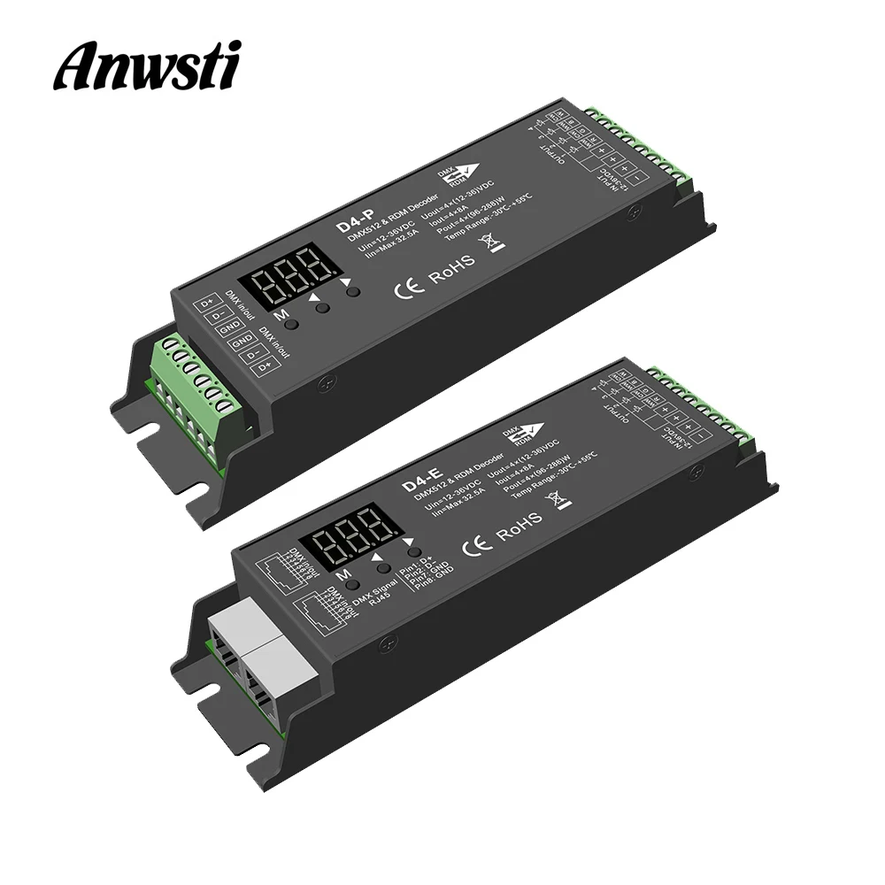 DMX декодер 12 В 24 в 36 DC 8A 1152 Вт 4 канала Постоянное Напряжение CV DMX512 RDM 4CH для RGBW