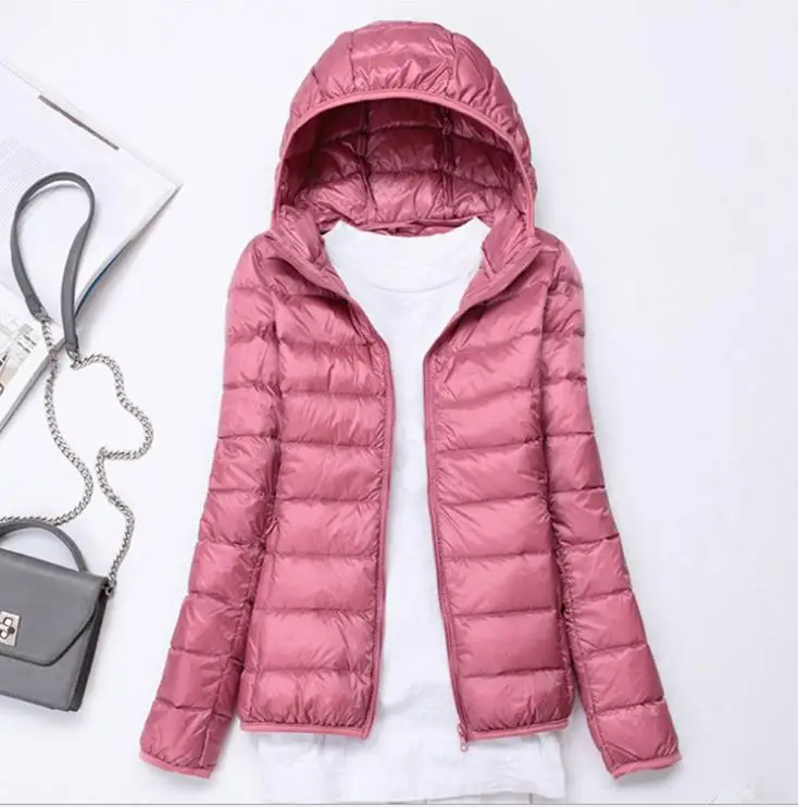 style1 pink Ультралегкие женские куртки-пуховики, новинка, зимнее пальто с капюшоном, с длинным рукавом, теплое, приталенное, 7XL, плюс размер, куртка для девушек, jaqueta feminina - Цвет: style1 pink