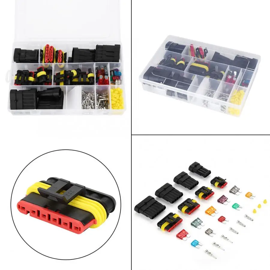 216 piezas 1//2//3//4//5//6 Pin Conector el/éctrico impermeable del enchufe del terminal Fusibles con caja Conector el/éctrico impermeable del coche