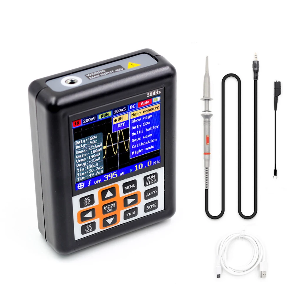 

30MHz 200M Mini Digital Handheld Ultralight Oscilloscope Sampling Rate 2.4 Inch IPS Screen 320*240 With Built-in Lithium Battery