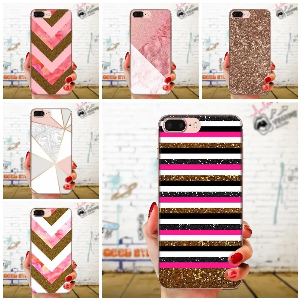 Print Phone Case Gold Pink Rose Glitter For Samsung Galaxy Note 5 8 9 S3 S4 S5 S6 S7 S8 S9 S10 5G mini Edge Plus Lite | Мобильные