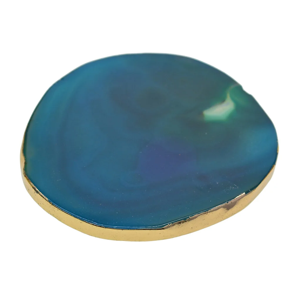 Natural Sliced Dyed Agate Slices Crystal Slice Coaster with Gold Edge for Home Decoration Designs DIY Jewelry Making Pendant