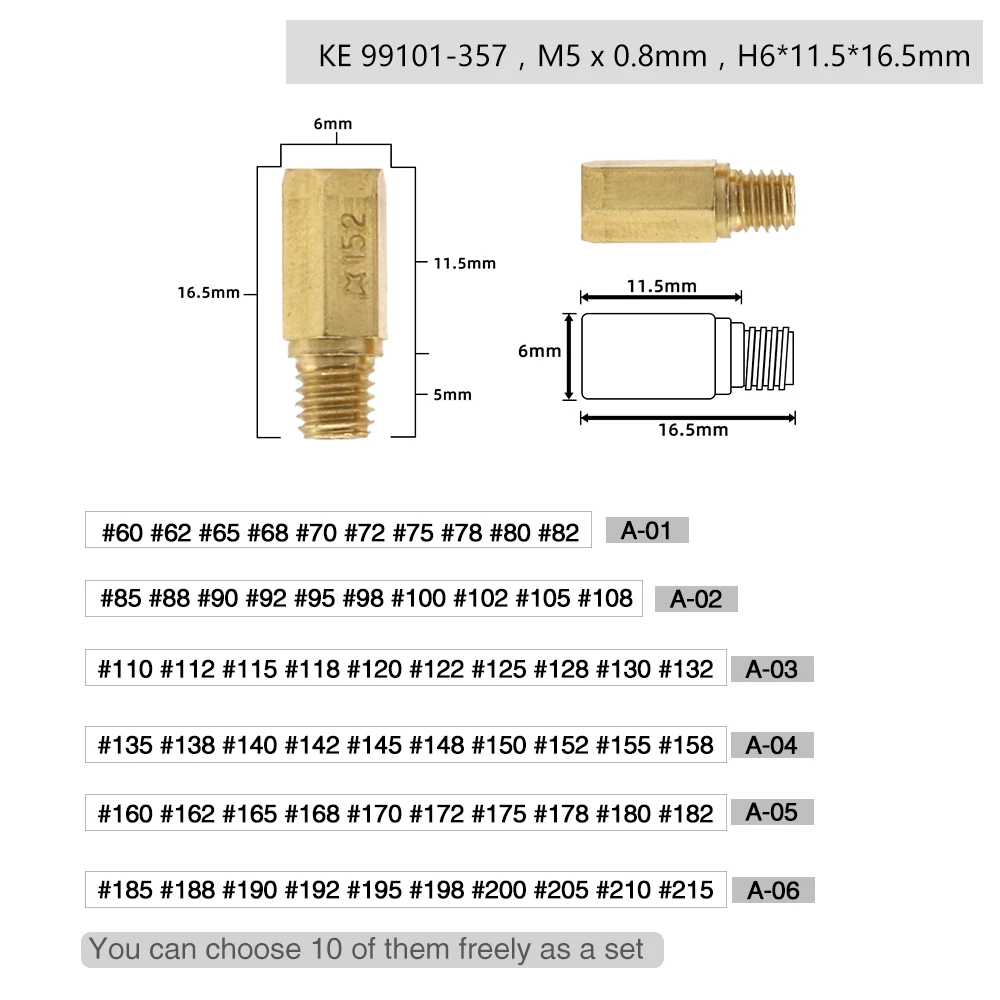 Carburetor Main Jet ZSDTRP 10pcs M5 Thread for BD CRS FCR FCR-MAX PD PE PJ PWK PWM Carbs Injector Nozzle Size 60-215 motorcycle carburetor jets