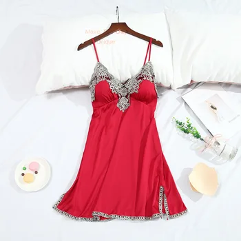 

Sexy Pajamas Female Spring Xia Bing Silk Slip Nightdress Base Skirt Lace Slim Fit Sexy Home Wear