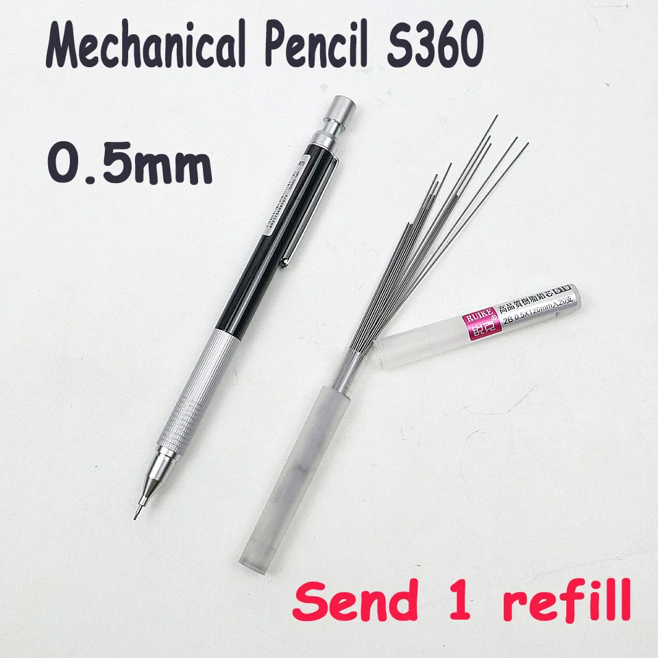 High Quality Full Metal S361 Mechanical Pencil 0.5~0.7mm For Professional Painting And Writing School Supplies Send 1 Refills - Цвет: 0.5mm-Black