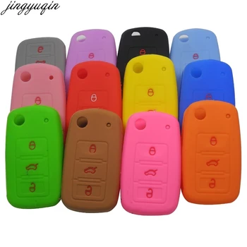

jingyuqin Remote 3 Buttons Folding Fild Silicone Car Key Cover Case Fob For VW Golf Bora Jetta POLO Passat