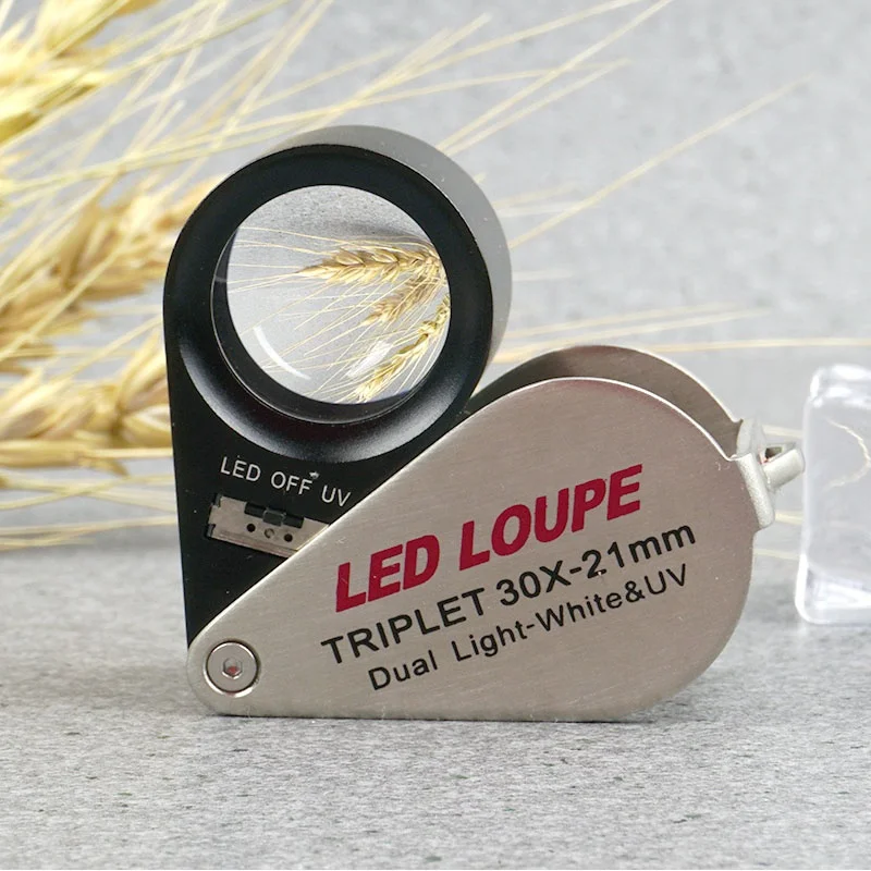 21mm Jeweler Loupe 10x Magnifier with LED and UV Light