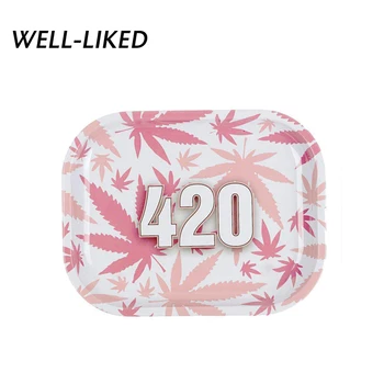

2020 NEW Design Pink Leaves 420 Rolling Paper Tray Cigarette Accessories Smoking Tray Container Tobacco Grinder Storage for DIY