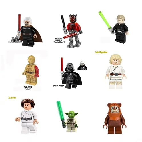 

Disney STAR WARS Luke Leia Darth Vader Maul Sith Malgus Han Solo Jawas Ewok Yoda Rey Building Blocks Toys Bricks rarest of all