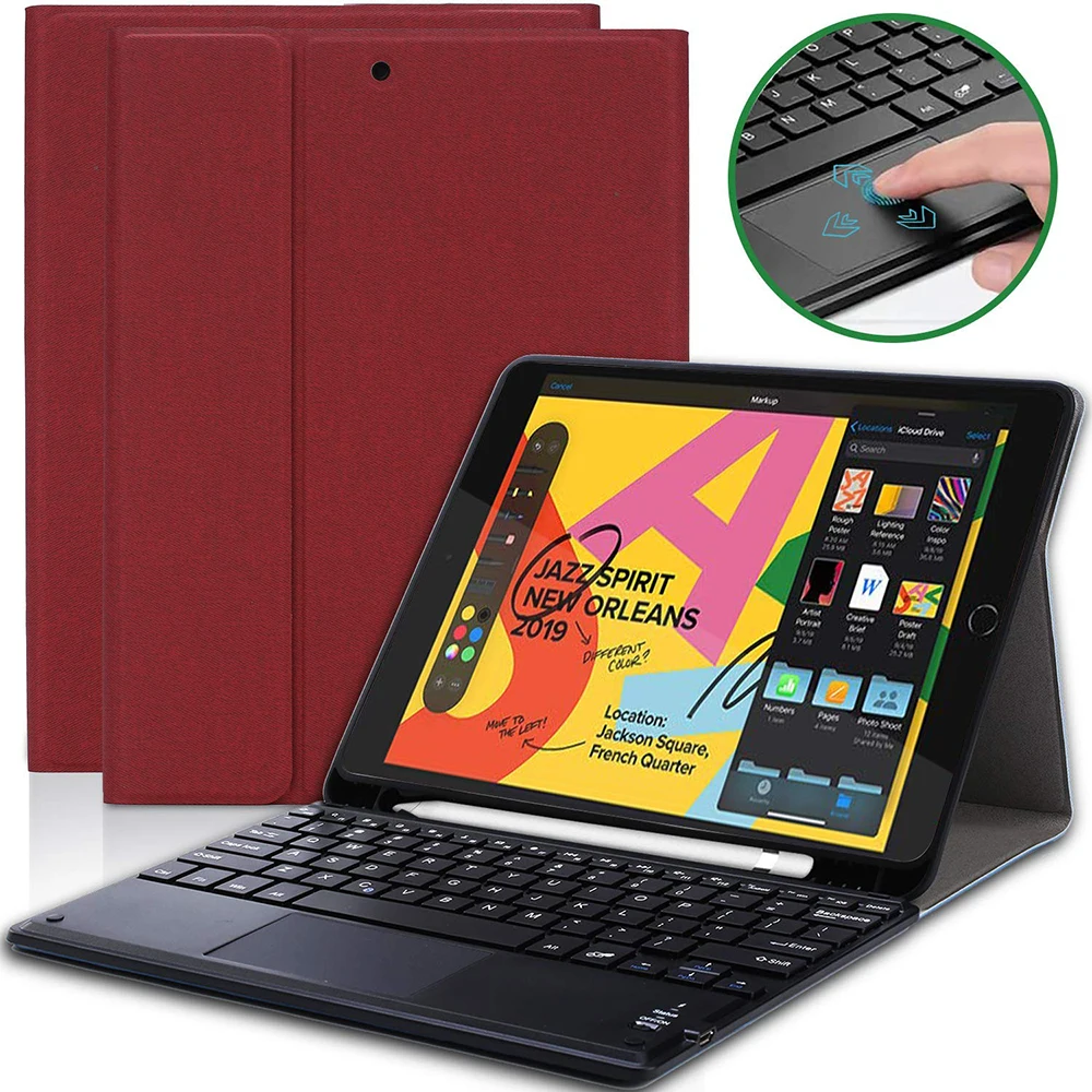 Для iPad 10,2 США Bluetooth клавиатура с из искусственной кожи Чехол Набор планшет защитный чехол для Apple iPad 10,2 клавиатура - Цвет: 03