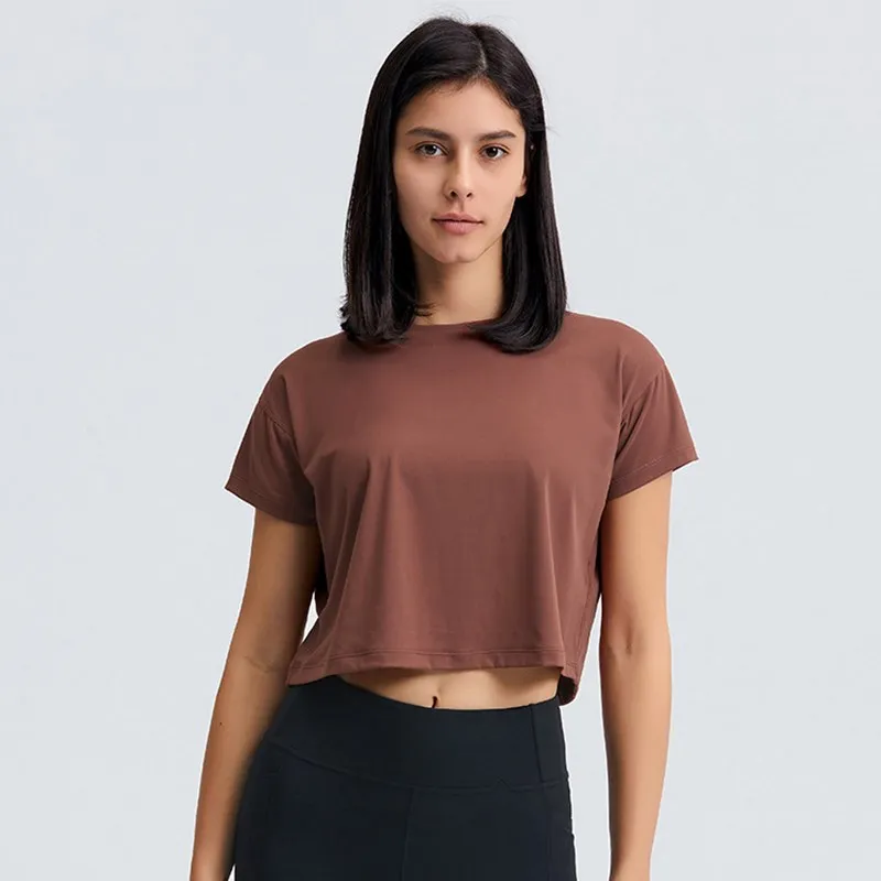 Sexy Fitness Yoga Femme T -shirt Cropped Crop Top Quick Drying