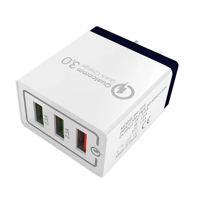 10 шт./лот быстрое настенное зарядное устройство для samsung S9 Xiaomi 18 Вт 3 USB мобильного телефона быстрая настенная вилка для iPhone X 8 7 huawei - Цвет: Black
