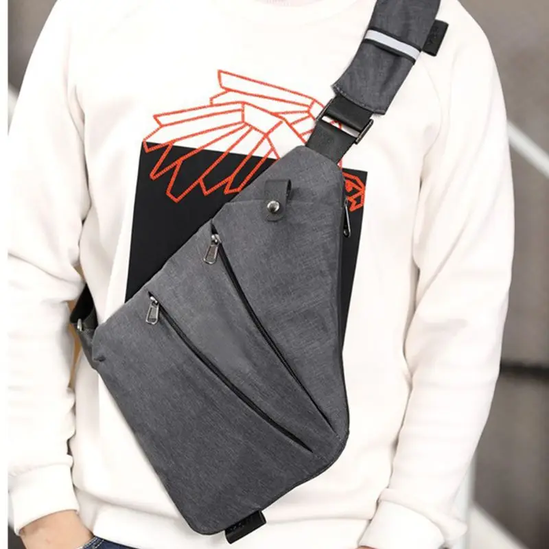 Men Fashion Left Right Chest Bag Outdoor Sport Sling Shoulder Multifunction Crossbody Pack