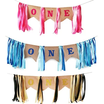 

Baby First Birthday Chair Garland Banner ONE Year 1st Birthday Decor Boy Girl