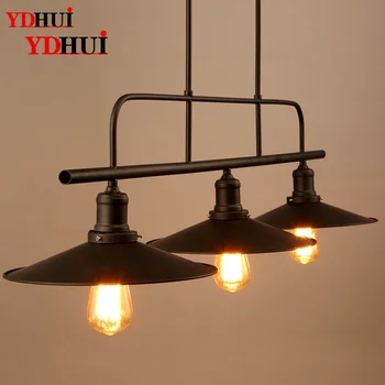 

Loft Nordic billiard table lamp Cafe American retro industrial wind bar restaurant three-end pot cover iron pendant lamp