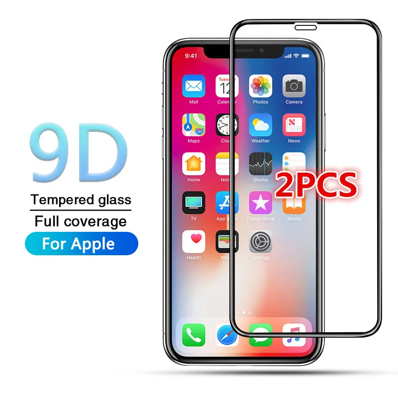 Закаленное стекло с полным покрытием для iPhone 11 Pro XS Max XR 6 8 7 Plus X 5S SE 2020 12 mini Защитное