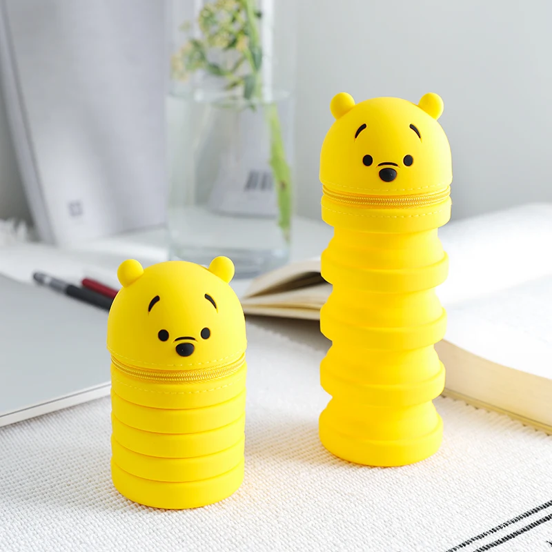 Cute Cartoon Bear Women Cosmetic Bag Fashion Soft Silicone Toiletry Bag Long Suitcase For Makeup Cute Cartoon Kids Pencil Case