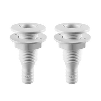 

2pcs Thru-Hull Connector for 1'' Ballast Hose ID White Nylon 3.7'' Overall L
