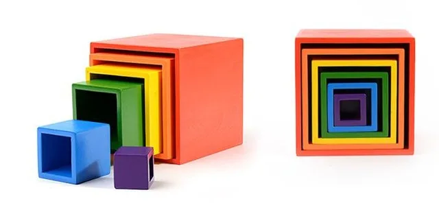 6-Box Детский Радужный Конструктор из дерева арочные творческие строительные блоки Монтессори обучающая игрушка Радужная башня для детей - Цвет: 6-Box