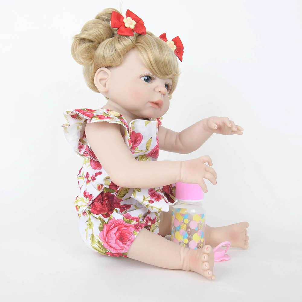 55 см полное Силиконовое боди Reborn Baby Doll игрушка для девочки винил новорожденная принцесса Интерактивная кукла-Пупс Bebe Boneca Bathe игрушка подарок на день рождения