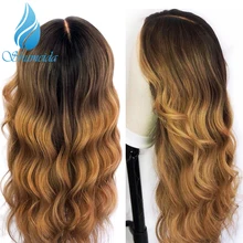 SHD Омбре Цвет Кружева передние парики для женщин бразильские волосы remy средняя часть парики человеческие волосы Передние кружевные парики с детскими волосами