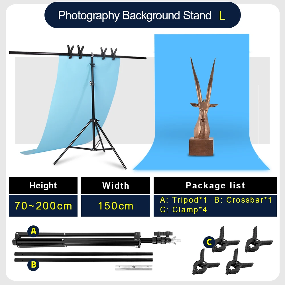 Профессиональная фотография фото Фон Стенд T-shape фоновая рамка поддержка системы подставки с зажимами для видео студии - Цвет: Светло-голубой