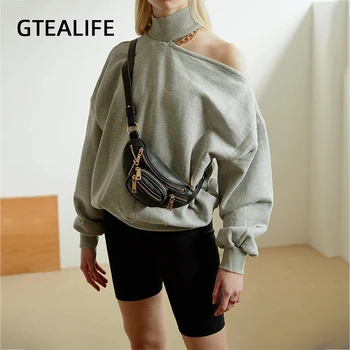 

Gtealife Fashion Shirt Women Turtleneck Strapless Shoulder Women Summer Casual Solid Color Shoulder Long Sleeve Tunic Shirt Tops